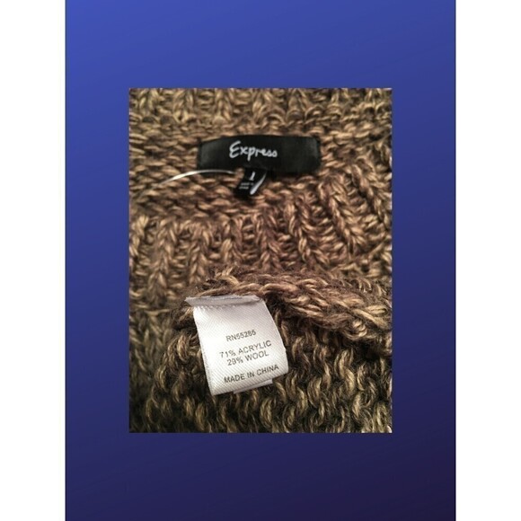 EXPRESS Cropped Chunky Knit Pullover Sweater, BROWN, Women's Size Large, EUC - Picture 3 of 8